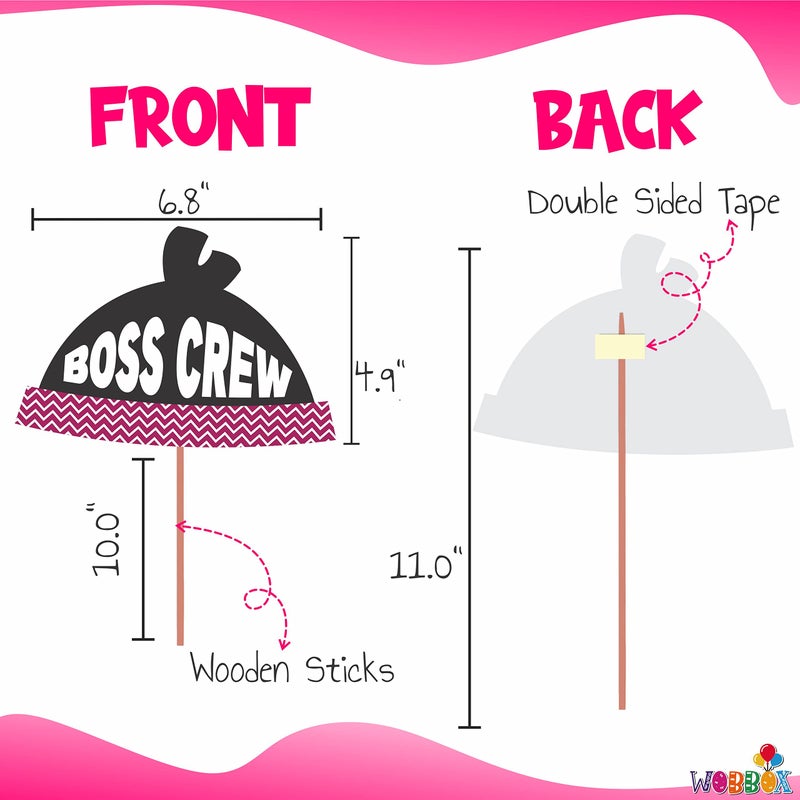 WOBBOX Happy Birthday Baby Boss Theme Photo Booth Party Props Pink Color, Birthday Party Deocration Items, Party Decoration Item (16 Pcs) - Image 3