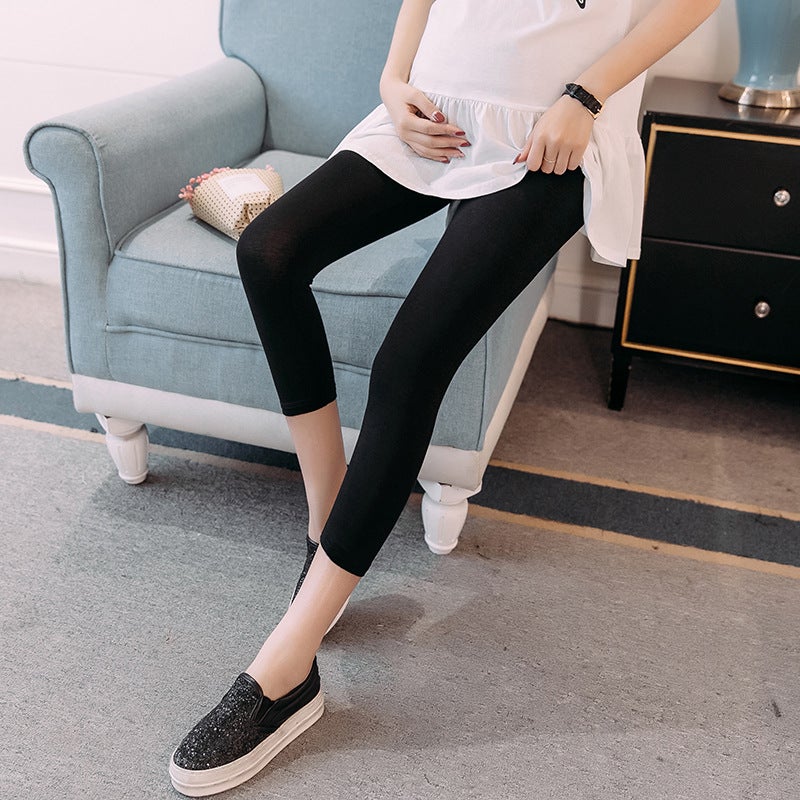 Maternity Capri Leggings Summer Skinny Reactive Black - Image 5