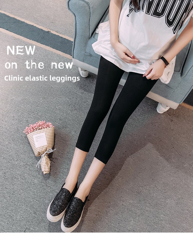 Maternity Capri Leggings Summer Skinny Reactive Black - Image 1