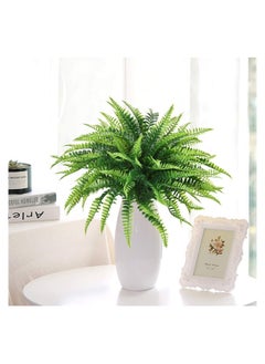 Generic Plastic Wheat Grass, Artificial Fake Plants, Fake Plastic Greenery Shrub Bushes, 12 Bundles Outdoor UV Resistant Greenery Shrubs Plants, Hanging Planter, for Indoor Outdoor Home Garden Decoration  - Image 2