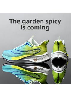 Mens Running Shoes Ultra Light Carbon Plate Shock Absorption Racing Mesh Breathable Sports Sneakers Large Size Cross Stitch Grass scent