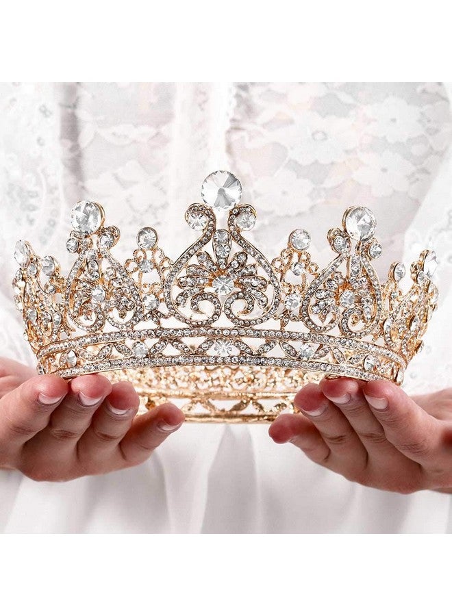 Foyte Baroque Queen Crown Gold Bride Rhinestone Wedding Crown Tiaras Crystal Hair Accessories For Women And Girls - Image 1