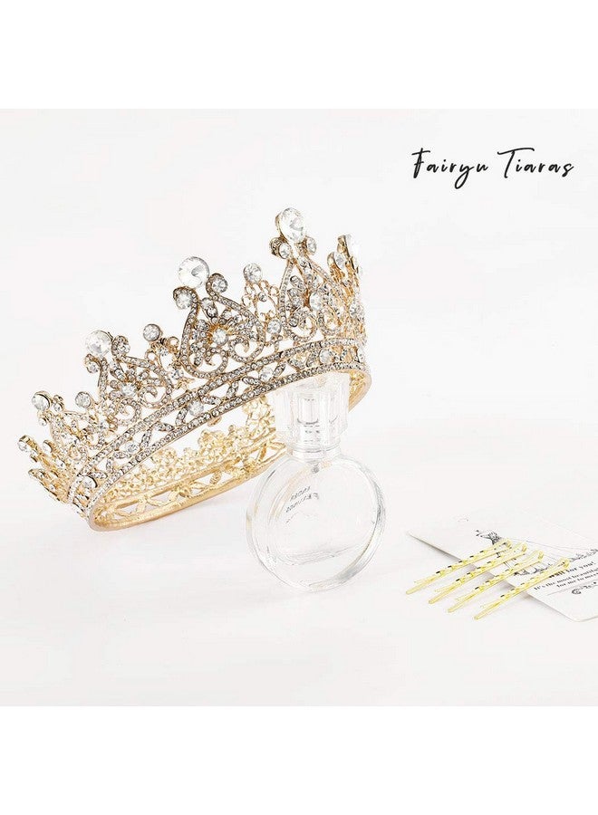 Foyte Baroque Queen Crown Gold Bride Rhinestone Wedding Crown Tiaras Crystal Hair Accessories For Women And Girls - Image 3