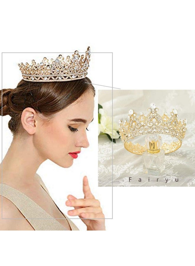 Foyte Baroque Queen Crown Gold Bride Rhinestone Wedding Crown Tiaras Crystal Hair Accessories For Women And Girls - Image 5