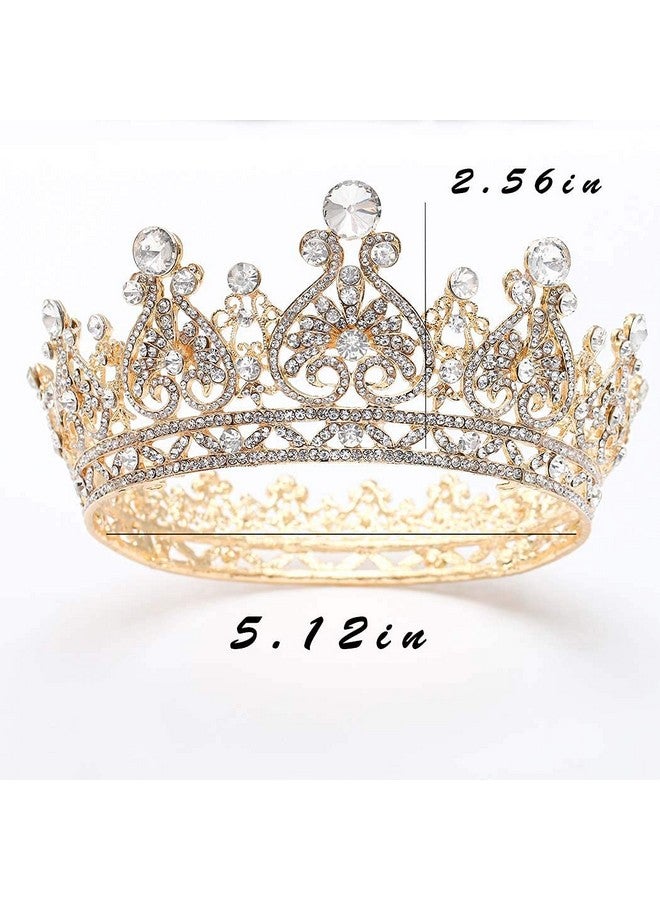 Foyte Baroque Queen Crown Gold Bride Rhinestone Wedding Crown Tiaras Crystal Hair Accessories For Women And Girls - Image 4