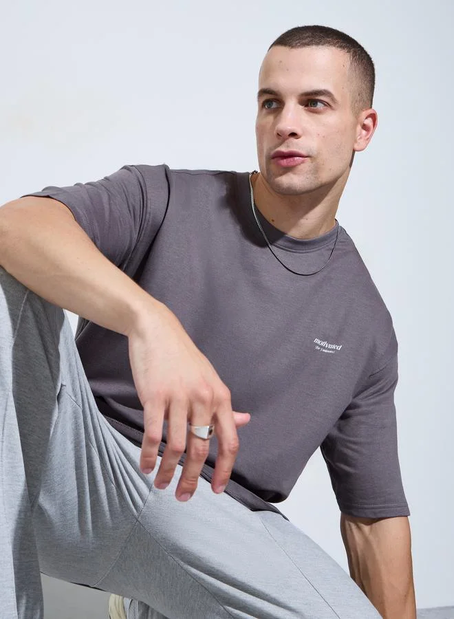 Styli Men Oversize Front Graphic Print Terry T-shirt