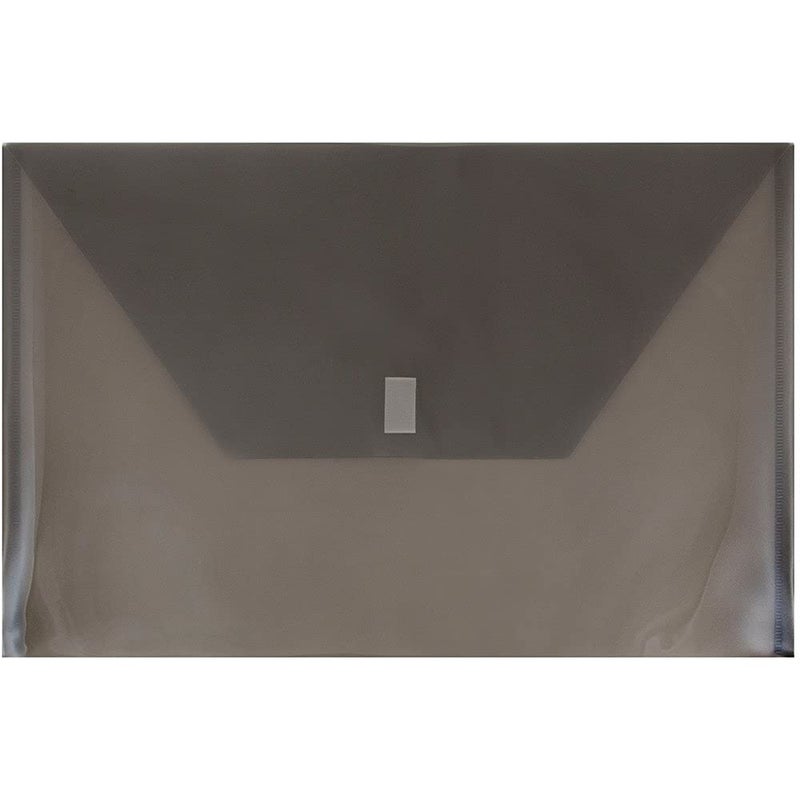 JAM PAPER Plastic Envelopes with Hook Loop Closure Legal Booklet 9 34 x 14 12 Smoke Gray 12Pack