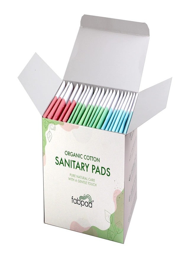 FabPad Organic Cotton Ultra Thin Rash Free Biodegradable Eco-Friendly Sanitary Pads Period Napkins with Disposable Cover - (Assorted Size, Pack of 24) - Image 1