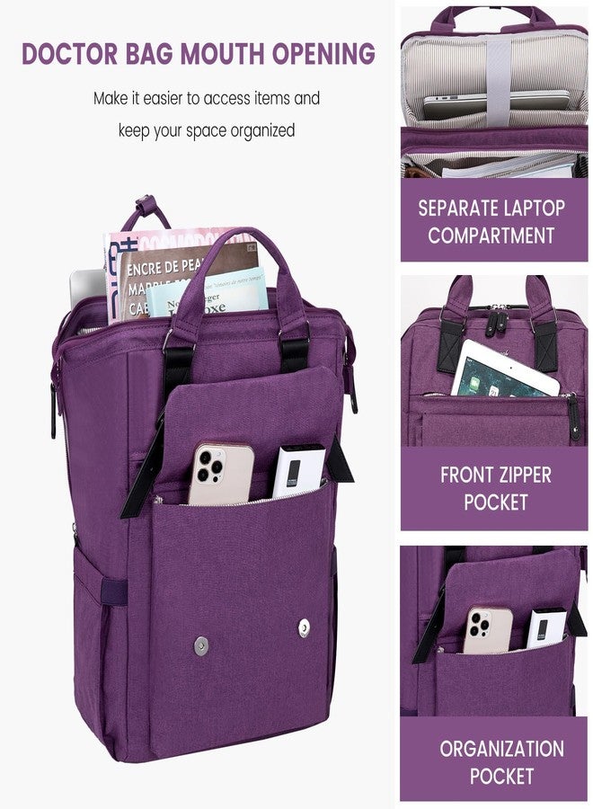 LOVEVOOK Laptop Backpack for Women, Teacher Nurse Bag Work Travel Computer Backpacks Purse, Purple Black, 15.6 Inch, Travel Backpacks - Image 4
