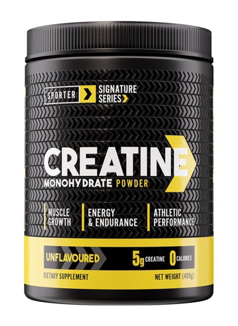 Sporter Creatine Monohydrate Powder – 400g, 80 Servings | Micronized & Pure Creatine for Muscle Growth, Strength & Recovery | Unflavored, Easy to Mix Workout Supplement for Men & Women