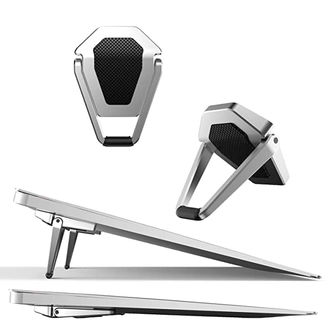 SOOPII Laptop Phone Holder, Laptop or Desktop Monitor Side Mount Phone Holder, Slim Portable Foldable Smartphone Stand, Computer Monitor Expansion Bracket, Compatible with Any Phone, Silver (JDL-35) - Image 1