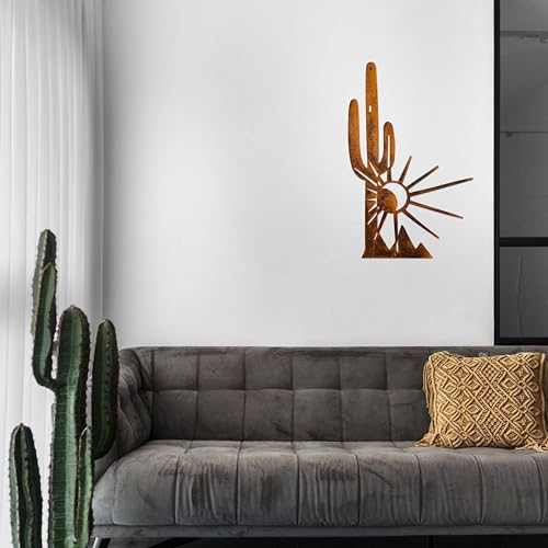 Vausart Metal Cactus Wall Decor And Yard Art, Desert Patio Garden Decor, Rustic Desert Saguaro Sunset Art, Southwest And Western Outdoor Decor For Home Living Room Outdoor - Image 4