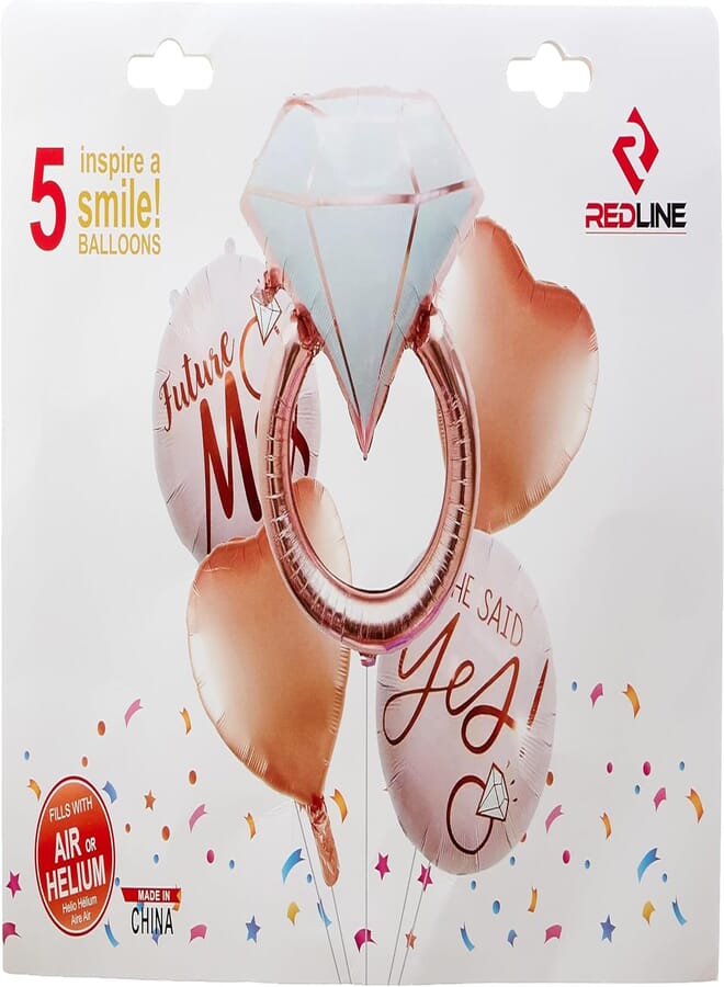 Mcolour Balloon Mcolour Balloon Engagement Helium Balloon, Set of 5 - Multi Color