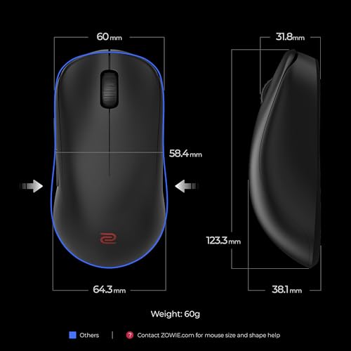 BenQ Zowie U2-DW Wireless Symmetrical Gaming Mouse for Esports (Medium)|60g Lightweight|4000Hz Polling Rate with Enchanced Receiver|Driverless Plug & Play - 7 Buttons |PAW 3950 Sensor |Extra Skates - Image 2