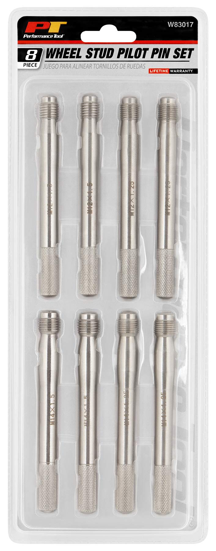 Performance Tool W83017 12mm & 14mm Wheel Stud Pilot Pin Set, Compatible With Audi, BMW, VW, Mercedes, Porsche Fiat, Dodge, and Chrysler, Silver - Image 2