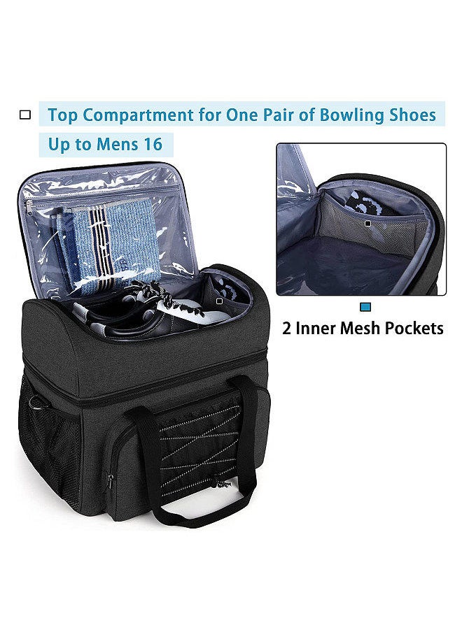 Generic - Bowling Bag for 2 Balls Portable Bowling Tote Bag with Padded Ball Holder for Double Ball and Pair of Bowling Shoes up to Mens 16 - Image 1