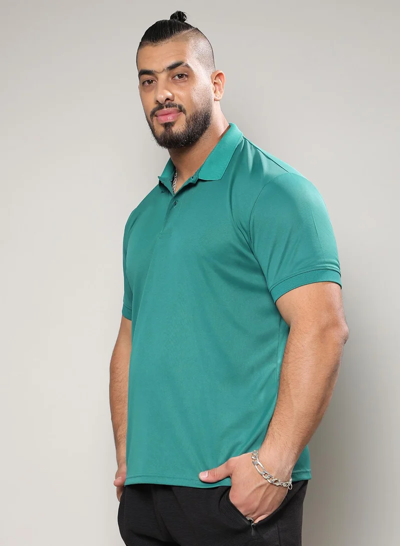 Instafab Plus Men's Solid Teal Green Regular Fit Activewear T-Shirt