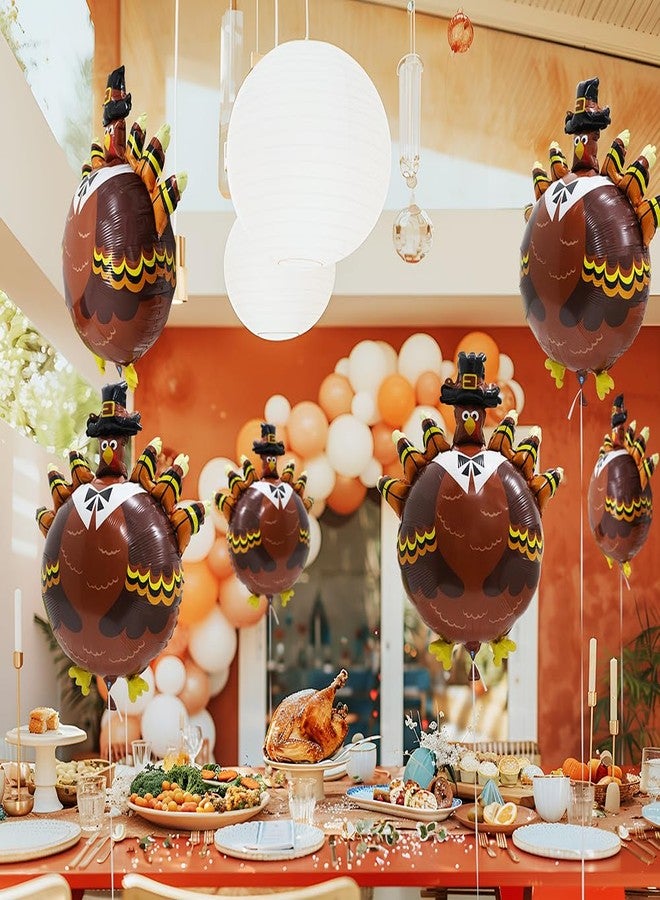 Hokilands بالونات ديك رومي كبيرة لعيد الشكر، بالونات عيد الشكر، بالونات حفلات مهرجان الحصاد الخريفي، عبوة من 6 بالونات ديك رومي لطيفة من رقائق الألومنيوم لعيد الشكر في الخريف وأعياد الميلاد وحفلات استقبال المولود - Image 5