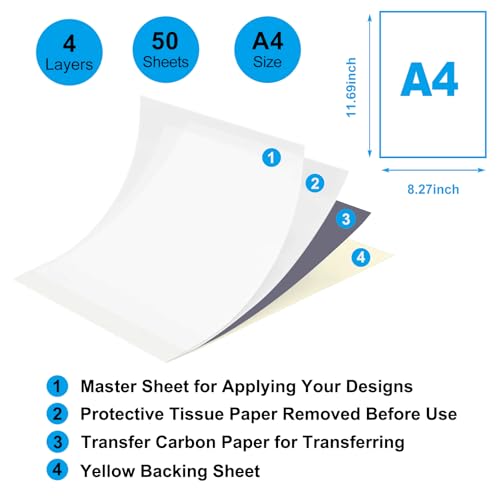 Autdor Tattoo Transfer Paper - Autdor 50 Sheets A4 Thermal Stencil Paper for Tattooing DIY Clear Tattoo Stencils Compatible with Thermal Printers & Tattooing Supplies - Image 2