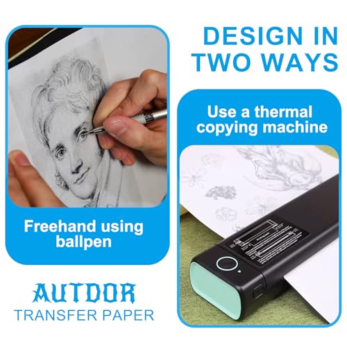 Autdor Tattoo Transfer Paper - Autdor 50 Sheets A4 Thermal Stencil Paper for Tattooing DIY Clear Tattoo Stencils Compatible with Thermal Printers & Tattooing Supplies - Image 3