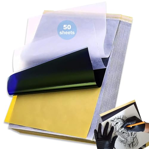Autdor Tattoo Transfer Paper - Autdor 50 Sheets A4 Thermal Stencil Paper for Tattooing DIY Clear Tattoo Stencils Compatible with Thermal Printers & Tattooing Supplies - Image 1