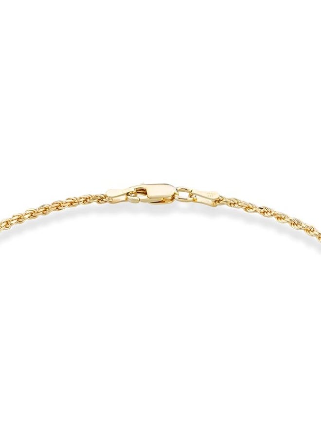 Miabella 18K Gold Plated 925 Sterling Silver Italian 2mm, 3mm Diamond-Cut Braided Rope Chain Anklet Ankle Bracelet for Women, 925 Made in Italy (width 2mm, Length 10 Inches) - Image 1