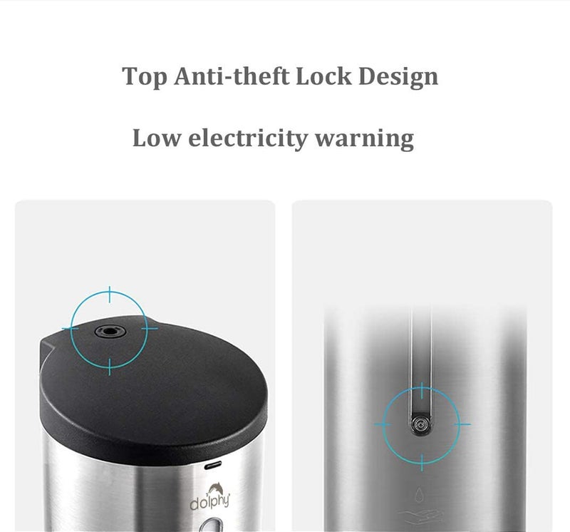 DOLPHY Dolphy Automatic Soap Dispenser - Touchless Hand Sanitizer Liquid/Gel Dispenser - for Restaurant, Hospital, School, Hotel, Kitchen, and Bathroom - 700ml (304 Stainless Steel)  - Image 4