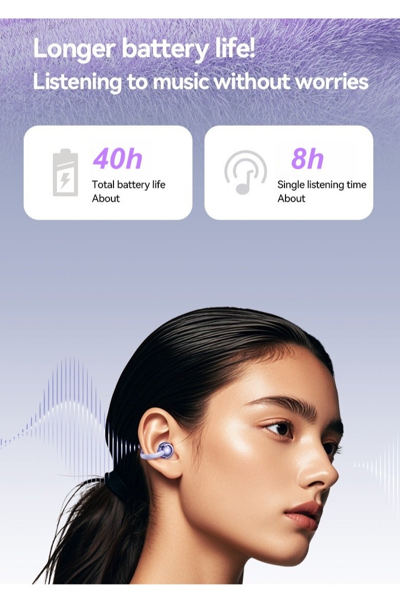 MOTMOOK Open Ear Ring True Open Ear Headphones, Lightweight Comfort Open Ear Clip Wireless Earbuds, Bluetooth 5.4 Headphones with Design Fit Sports Running, Exercise Purple - Image 2