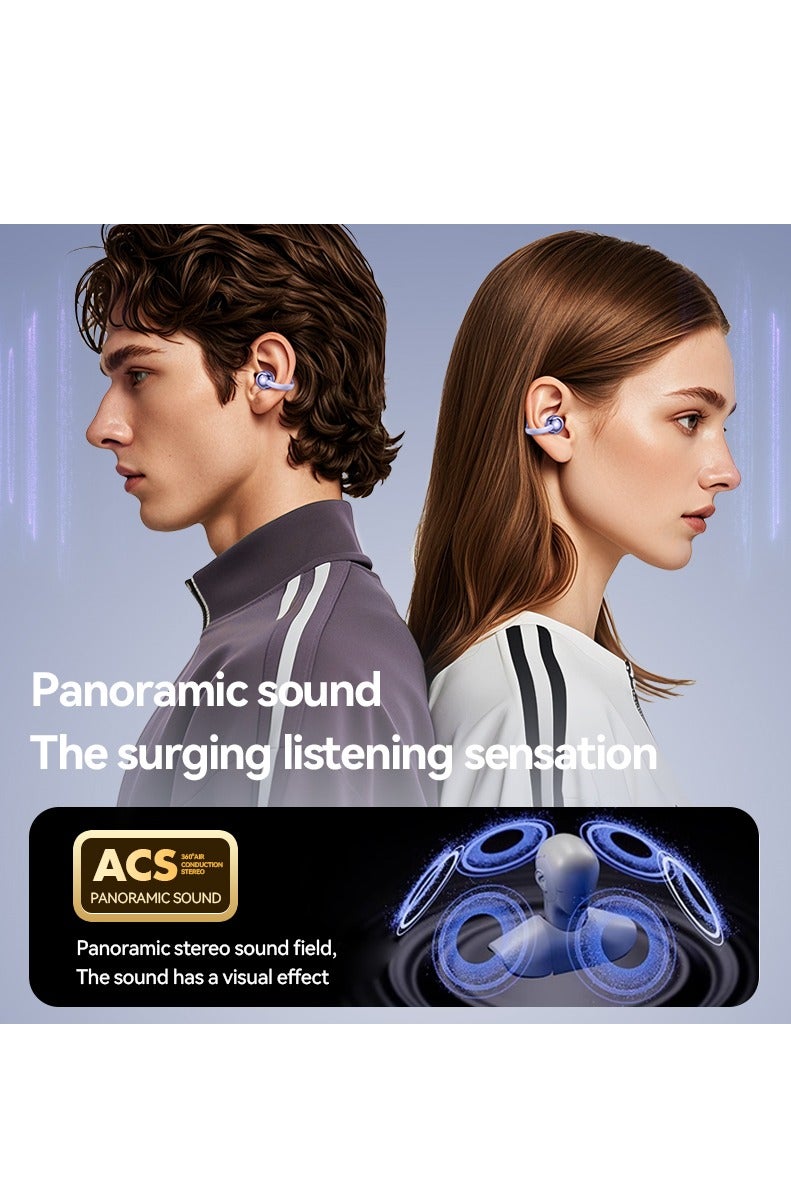 MOTMOOK Open Ear Ring True Open Ear Headphones, Lightweight Comfort Open Ear Clip Wireless Earbuds, Bluetooth 5.4 Headphones with Design Fit Sports Running, Exercise Purple - Image 4