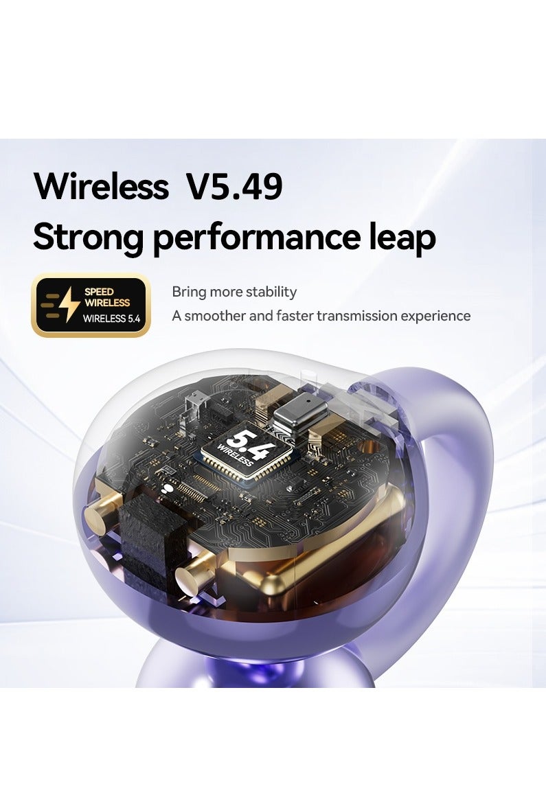 مُوطْمُوك  سماعات أذن لاسلكية مفتوحة الأذن، خفيفة الوزن ومريحة، مزودة بمشبك للأذن، تعمل بتقنية بلوتوث 5.49، بتصميم مناسب للرياضة والجري، لون بنفسجي. - Image 5