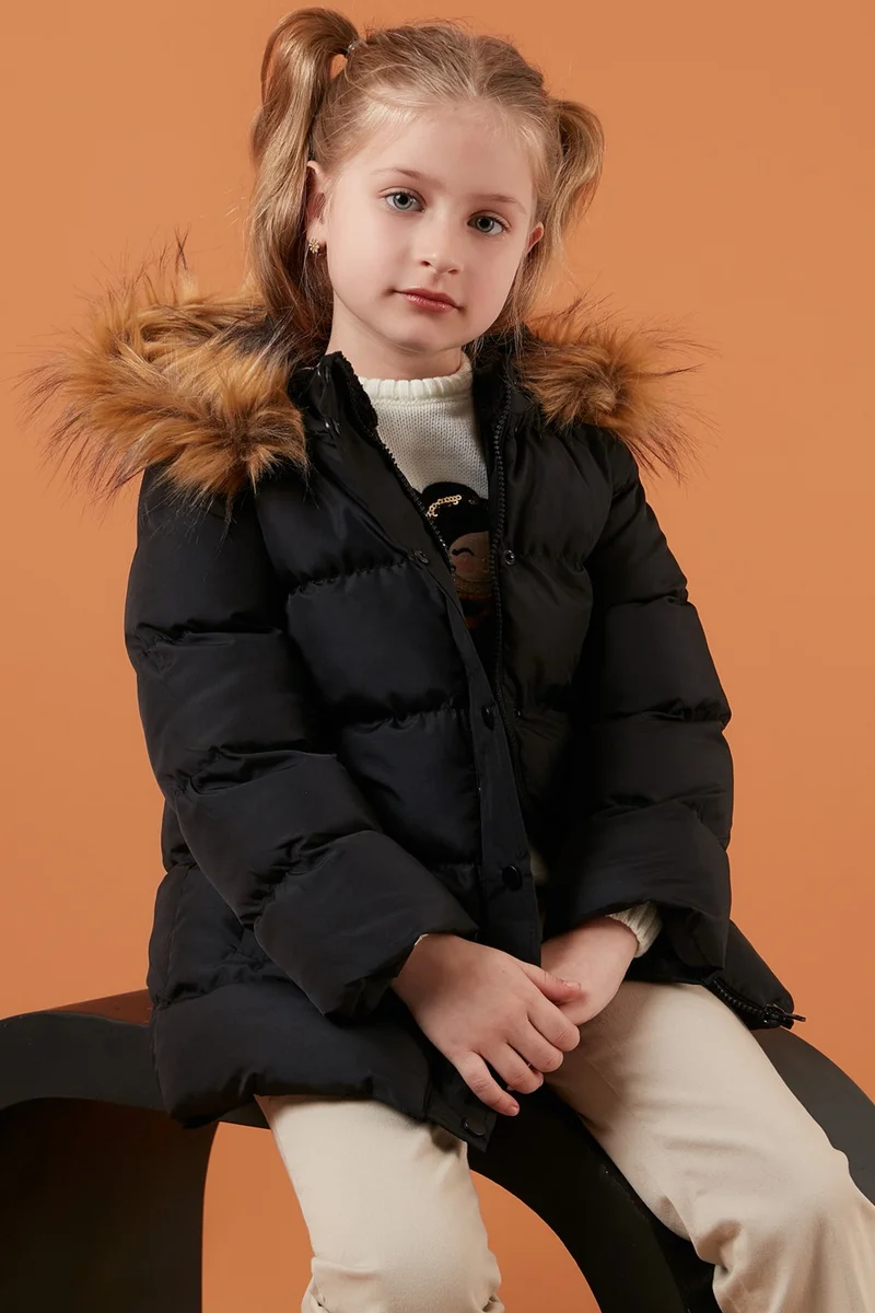 Lela Faux Fur Hooded Coat with Pockets Girls' Coat 6028720