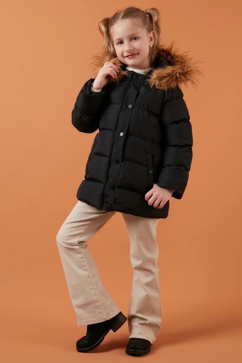 Lela Faux Fur Hooded Coat with Pockets Girls' Coat 6028720