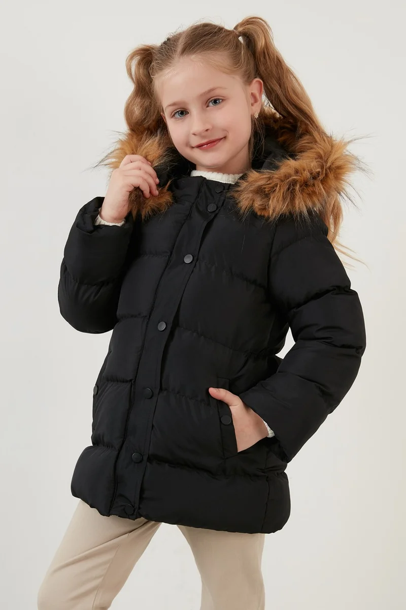 Lela Faux Fur Hooded Coat with Pockets Girls' Coat 6028720
