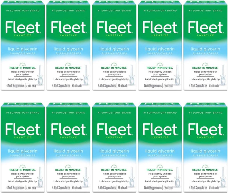Fleet Liquid Glycerin Suppositories, 4 Count (Pack of 10)