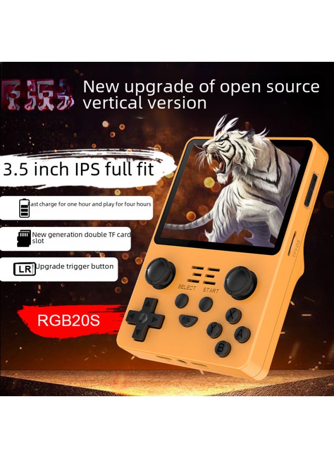 Powkiddy Rgb20s Open Source Handheld Mini Retro Vintage Game Console Portable Digital Gaming Device-Product Color:Yellow English-Model:RGB20s Comes Standard Without Card