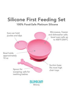 BUMKiNs Baby Bowls, Disney Minnie Mouse Silicone Baby Feeding Set, Suction Bowls for Baby and Toddler with Spoon, First Feeding Set, Platinum Silicone Bowl for Babies 4 Months  - Image 5