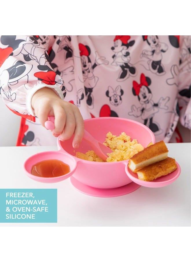 BUMKiNs Baby Bowls, Disney Minnie Mouse Silicone Baby Feeding Set, Suction Bowls for Baby and Toddler with Spoon, First Feeding Set, Platinum Silicone Bowl for Babies 4 Months  - Image 4