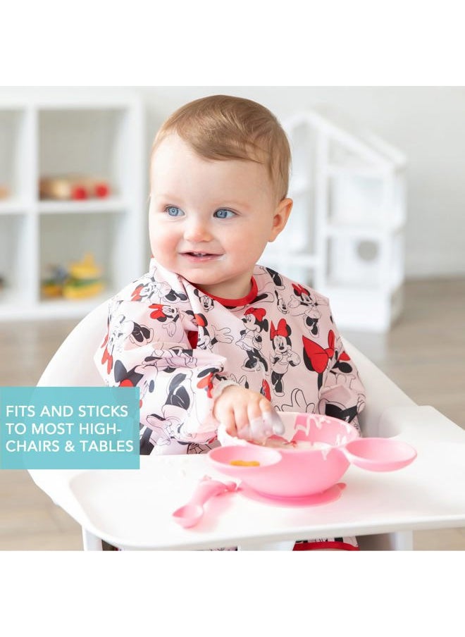 BUMKiNs Baby Bowls, Disney Minnie Mouse Silicone Baby Feeding Set, Suction Bowls for Baby and Toddler with Spoon, First Feeding Set, Platinum Silicone Bowl for Babies 4 Months  - Image 3