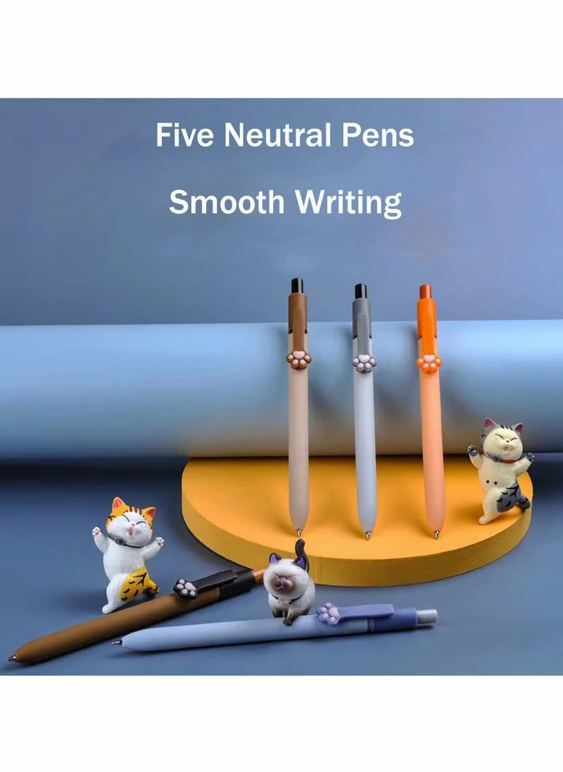 KASTWAVE - Retractable Ballpoint Pens 5Pcs Cute Cat Claw Press Pen 0.5 Neutral Pen Quick Drying Ink Pen Fine Point Ball Neutral Pen Black Ink Smooth for Writing School Office Home Stationery Office Supplies - Image 1