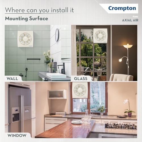 Crompton Axial Air 150 mm (6 inch) Kitchen/Bathroom/Office Exhaust (Ventilation) Fan | 1750 RPM | Low Noise | Sturdy Front Grill | Wall,Glass & Grill Mounting | 2 Year Warranty | Ivory - Image 3