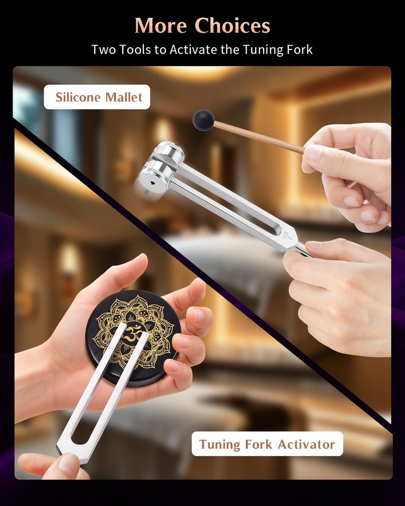 Tenfly Tuning Forks for Healing Set â€“ Includes 128Hz, 136Hz, 256Hz, 384Hz & Activator, Perfect for Healing, Chakra, Sound Therapy, Keep Body, Mind and Spirit in Perfect Harmony - Image 4