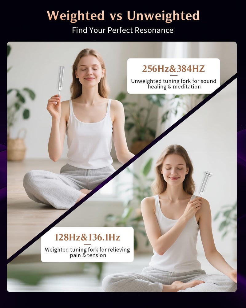 Tenfly Tuning Forks for Healing Set â€“ Includes 128Hz, 136Hz, 256Hz, 384Hz & Activator, Perfect for Healing, Chakra, Sound Therapy, Keep Body, Mind and Spirit in Perfect Harmony - Image 3