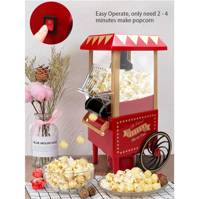 VAlinks Hot Air Popcorn Machine, Popcorn Maker, 1200W Home Electric Popcorn Popper with Kernel Measuring Scoop, Healthy Oil-Free & BPA-Free for Home, Birthday Party, Movie Night or Christmas (Small) - Image 2
