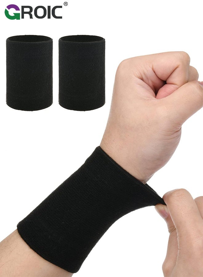 GROIC 2 Pcs Wrist Compression Sleeve,Nylon Wristbands Brace for Support Wrist,Soft Elastic Sport Support Wraps for Wrist Protect, Wrist Brace Arthritis Pain Relief for Men Women Work Gym(S)