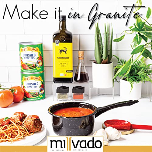 Millvado Granite 1 Quart Saucepan, Naturally Nonstick Sauce Pots, Speckled Enamel Cookware, Small Sauce Pan for Cooking and Boiling, Granite Cooking Pot for Stovetop, Campfire, Outdoor Stove - Image 2