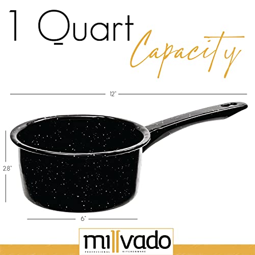 Millvado Granite 1 Quart Saucepan, Naturally Nonstick Sauce Pots, Speckled Enamel Cookware, Small Sauce Pan for Cooking and Boiling, Granite Cooking Pot for Stovetop, Campfire, Outdoor Stove - Image 5
