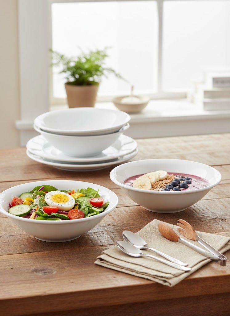 REEM 6-Piece Porcelain Soup Bowl Set White 6 inch - Image 1