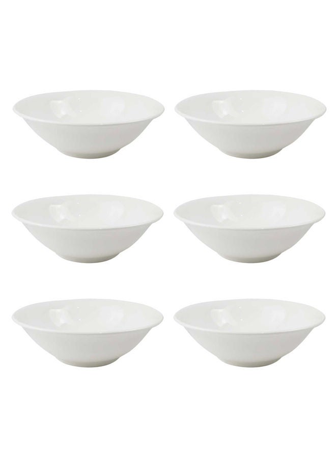 REEM 6-Piece Porcelain Soup Bowl Set White 6 inch - Image 2