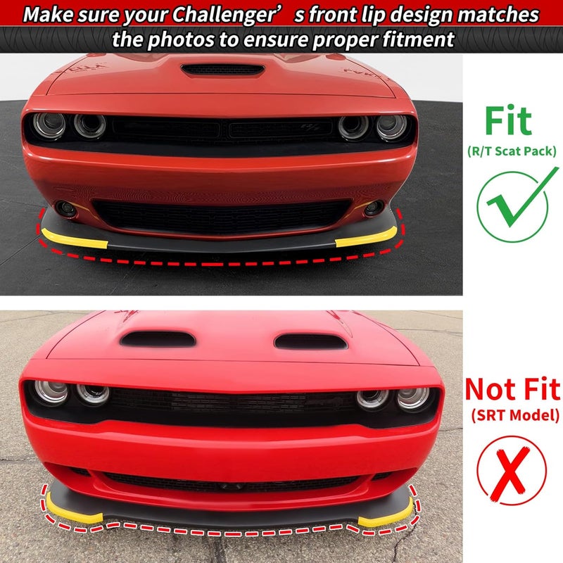 WildWell Front Bumper Lip Splitter for Dodge Challenger - Image 4