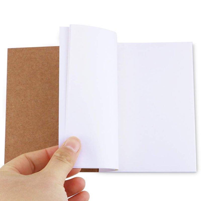 Newbested 24 Pack Unlined Blank Books,Mini Pocket Kraft Brown Soft Cover Unruled Plain Travel Journal Notebooks for Travelers Students Office Class Writing Books(60 Pages/30 Sheets,3.54" x 5") - Image 4